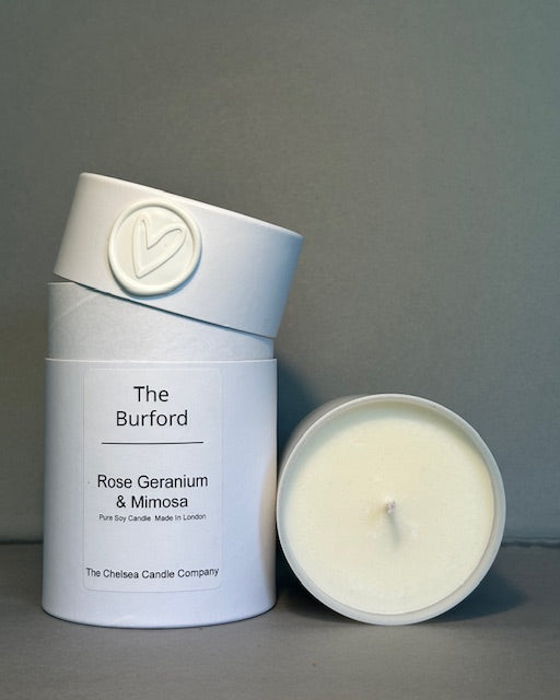 The Burford Candle - Rose Geranium & Mimosa