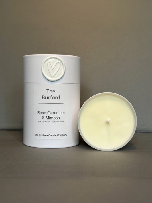 The Burford Candle - Rose Geranium & Mimosa
