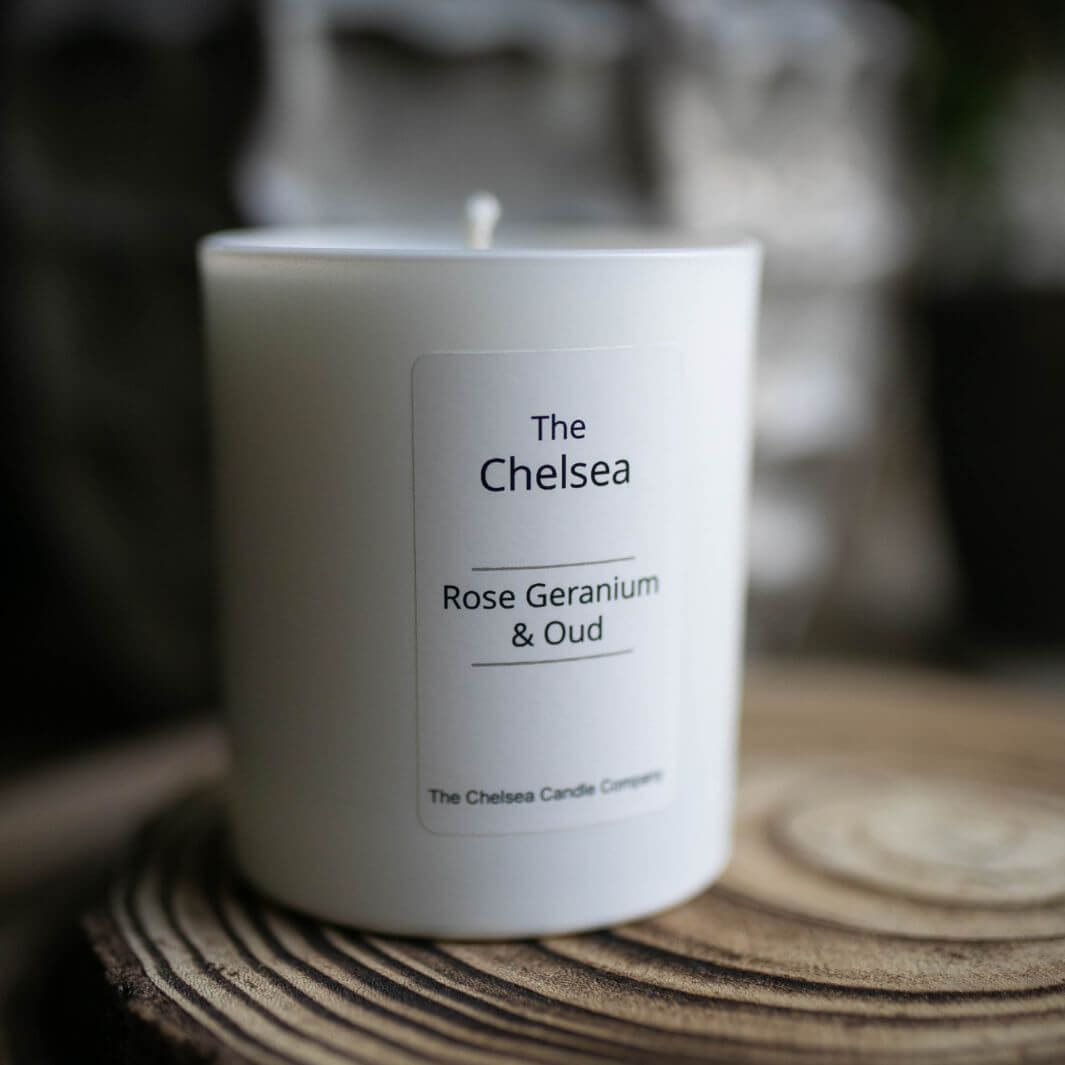 The Chelsea Candle - Rose Geranium, Oud & Mimosa Scent
